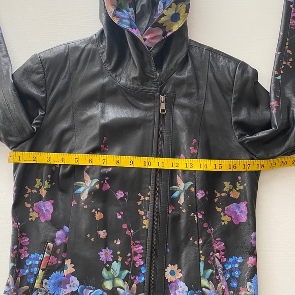 Marciano Pelle Fabulous Genuine Lambskin Leather Moto Jacket Hoodie Sz 42 Small - Picture 13 of 16